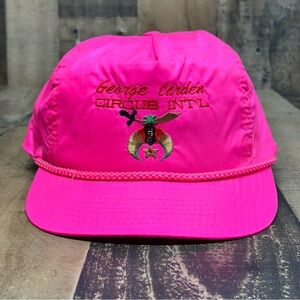 Vintage George Carden Circus Intl Snapback Hat Shriner Neon Pink Cap